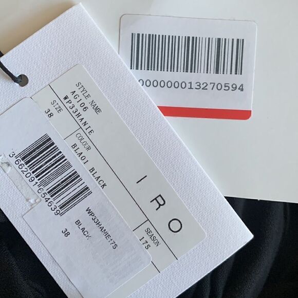 Iro Hanie Black Cold Shoulder Ruffle Mini Dress| Size 8 - Picture 9 of 10